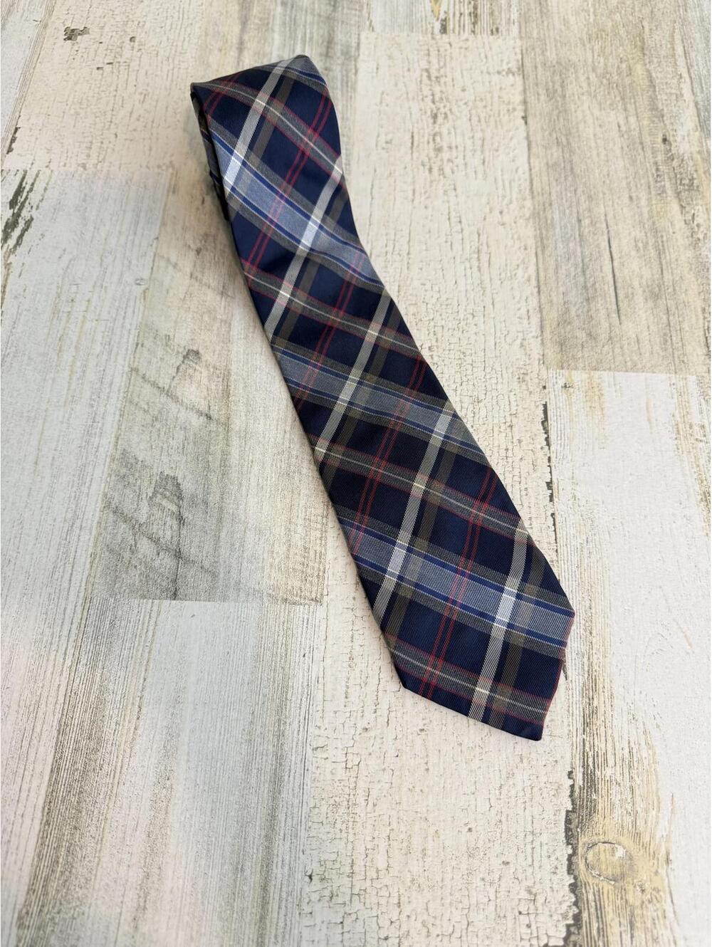 Tommy Hilfiger Men's One Size Plaid Silk Tie Navy Blue Red